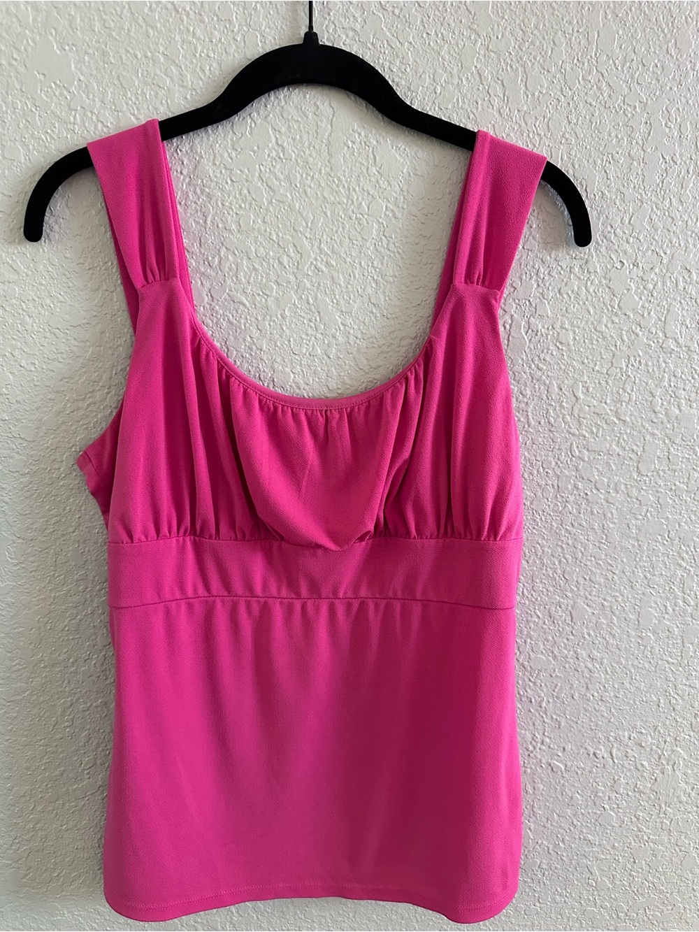 Ann Taylor Pink Crepe Ruched Scoop Neck Sleeveless Shell Tank Top Medium